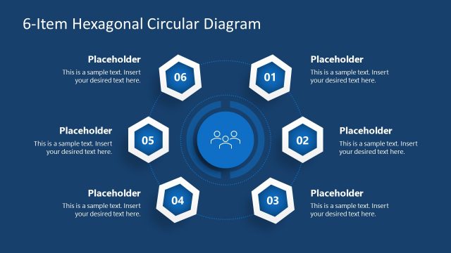 6-Item Hexagonal Shapes Diagram for PowerPoint