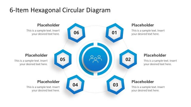 Template Slide for 6 Item Hexagonal Diagram Structure