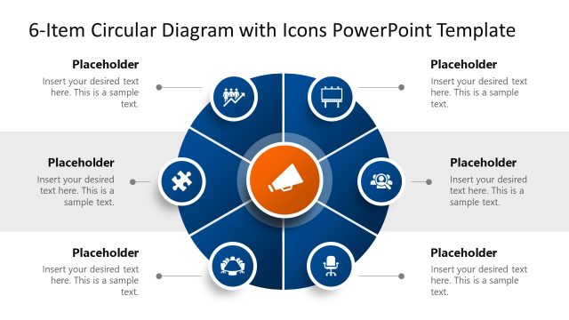 6-Item Circular Diagram Template with Icons for PowerPoint