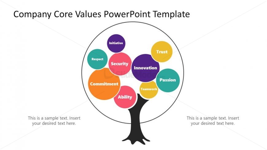 Editable Company Core Values Tree Diagram