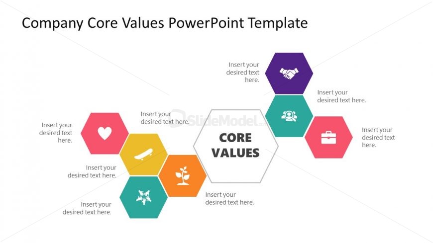 Company Core Values Hexagons Diagram 