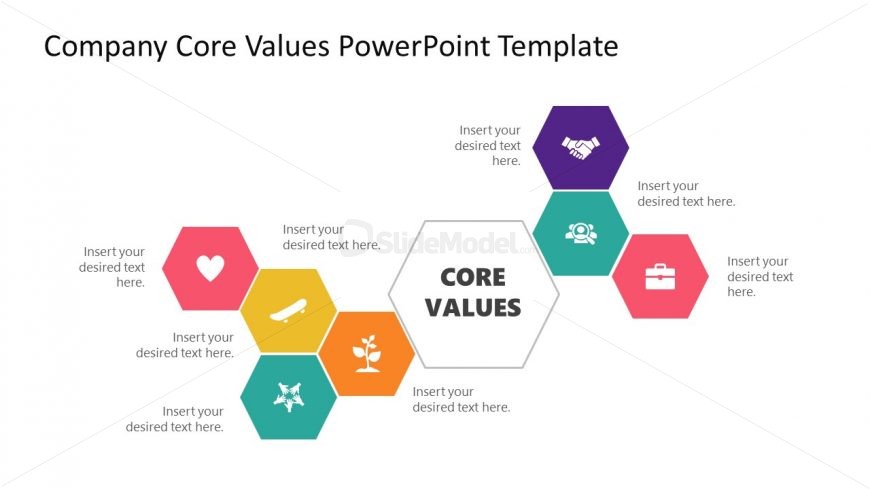 Company Core Values Hexagons Diagram