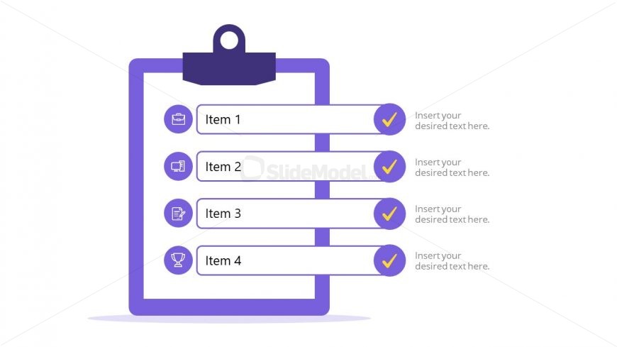 Editable PPT Template of 4-Item Checklist