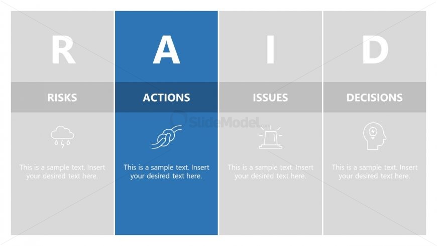 PowerPoint Editable Slide for  Actions in RAID Template