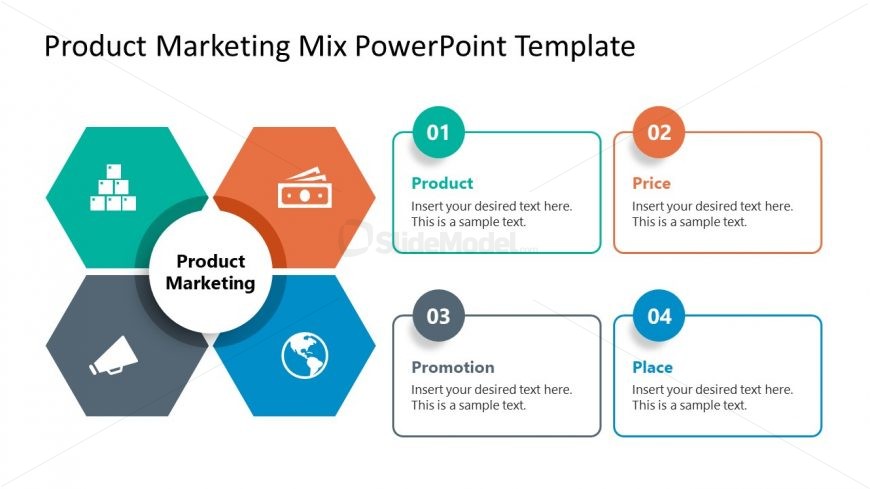 Product Marketing 4P's PowerPoint Diagram