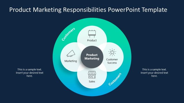 Dark Background PPT Diagram for Product Marketing Responsibilities