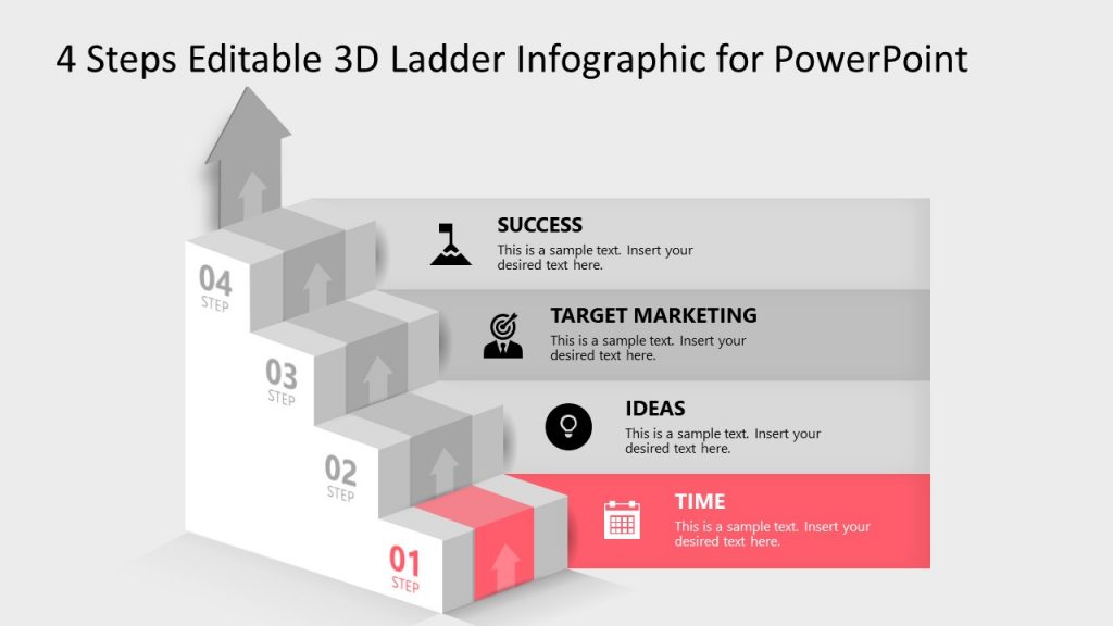 4 Steps Editable 3D Ladder Infographic Template - SlideModel