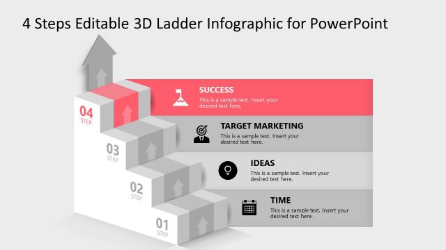4 Steps Editable 3D Ladder Creative Infographic Template