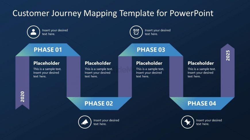 PowerPoint Template Slide for 4-Step Customer Journey Mapping 