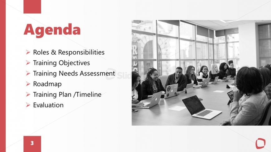 Slide Template to Chart Agenda Points of Employee Training Plan