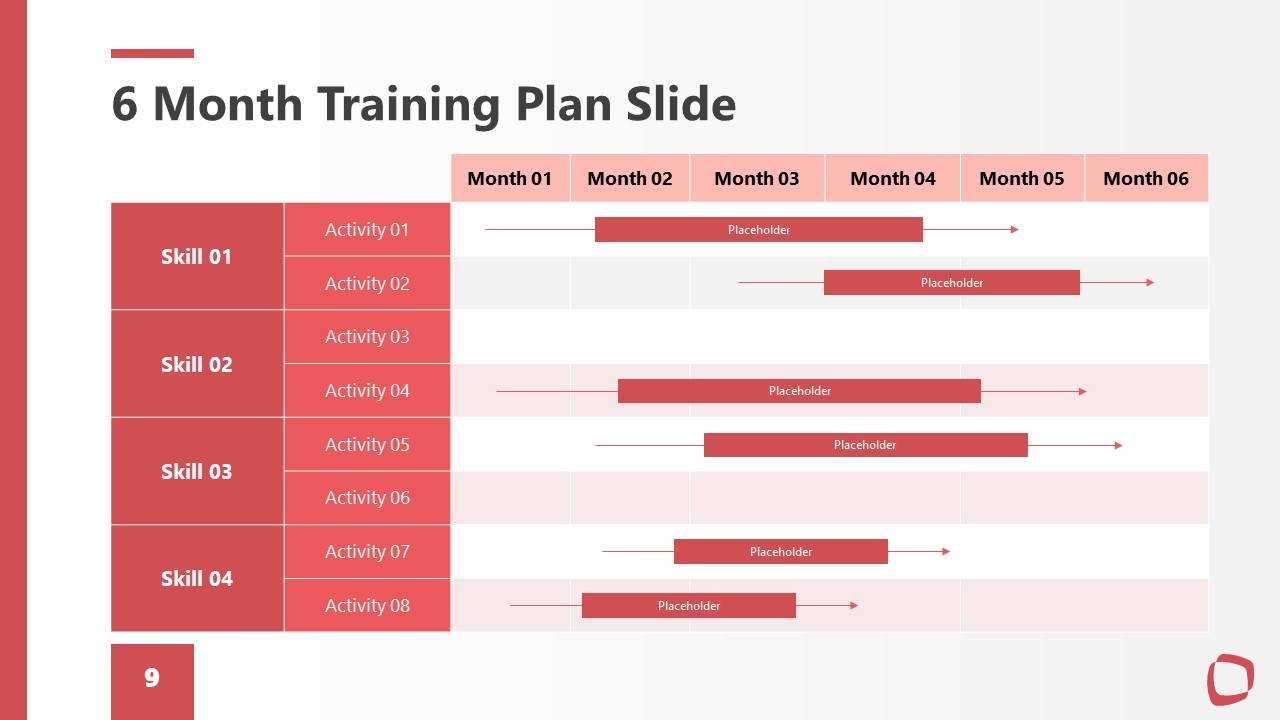 6 Months Employee Training Plan Table SlideModel