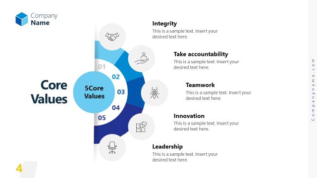 Semi-Circle Diagram for Core Values with Icons