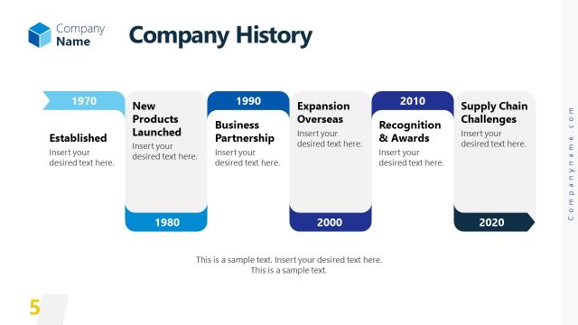Company History Sections Slide