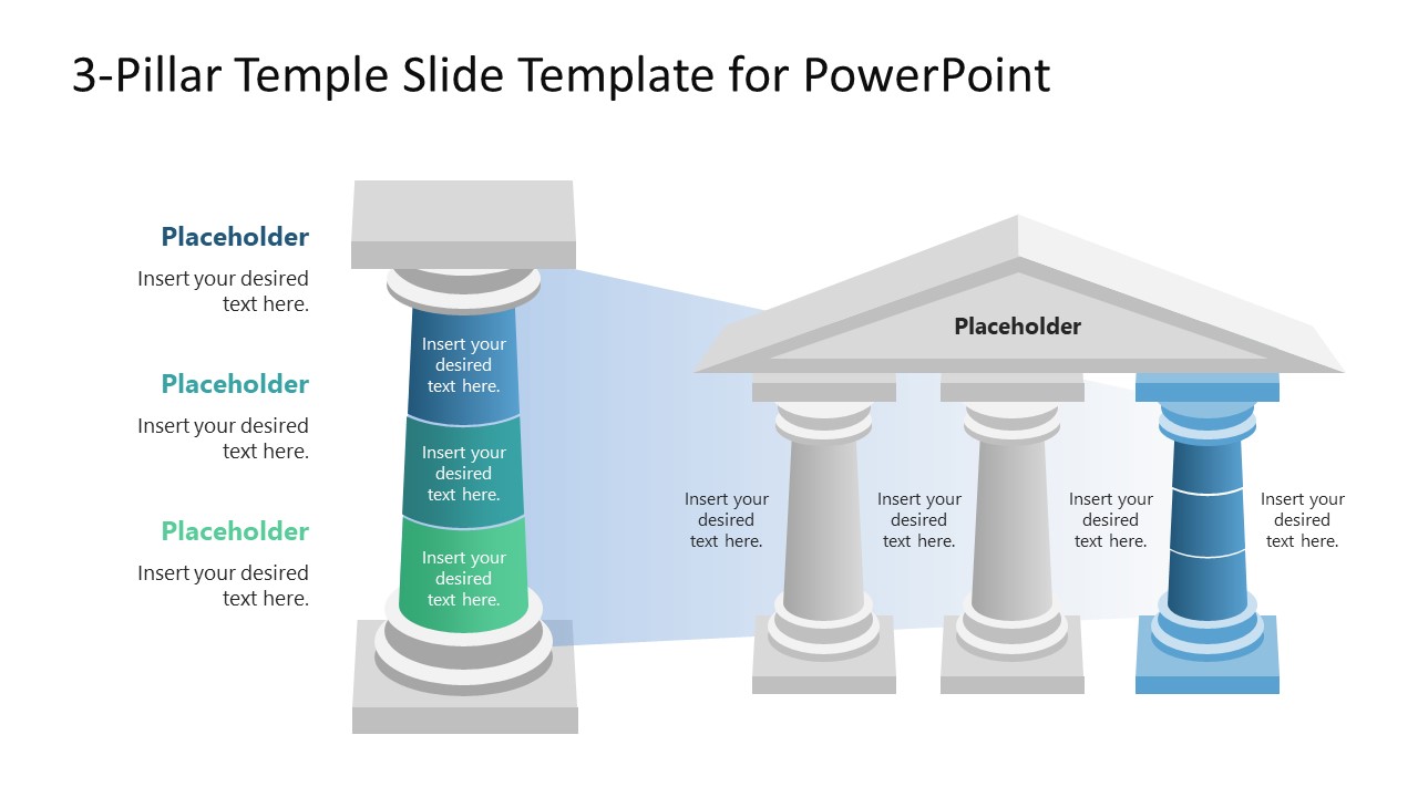 PowerPoint Template Slide for 3 Pillars Diagram
