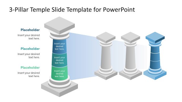 Editable Sections for PowerPoint 3 Pillars Diagram
