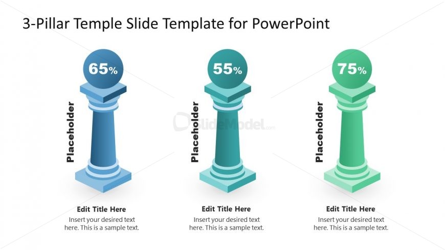 Editable PowerPoint Slide with 3 Pillars Diagram