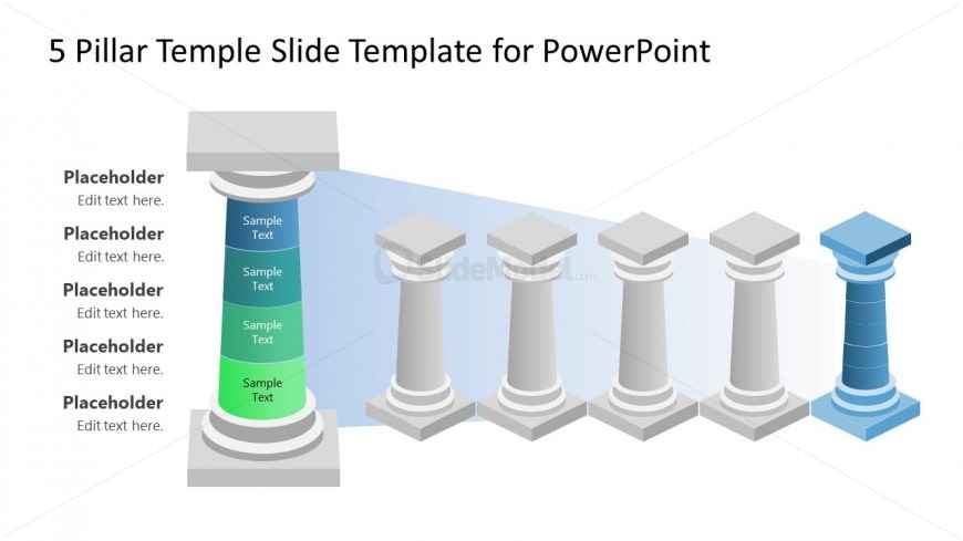 PPT Greek Pillars Diagram with Editable Text Area