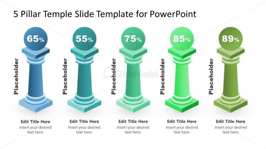 PowerPoint Pillars Diagram for Percentage Presentation