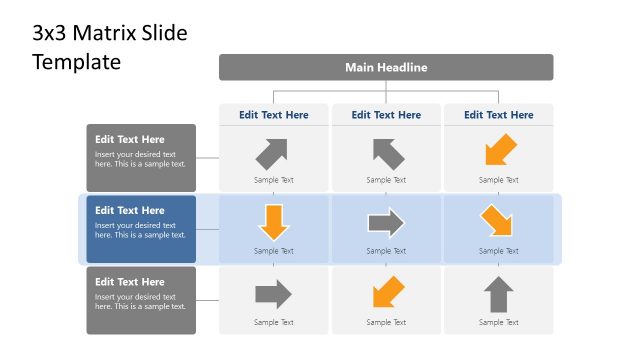 Editable 3×3 Matrix Diagram for KPI Presentation