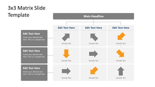 Customizable 3×3 Matrix Diagram for PPT Presentation