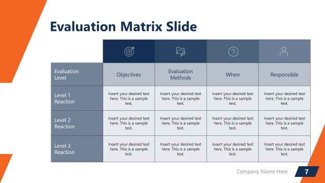 Evaluation Matrix with Graphic Icons