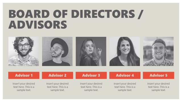 Template Slide for Board of Advisors and Directors