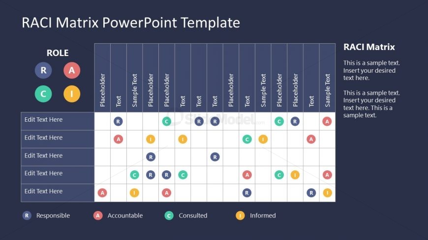PowerPoint Slide for RACI Editable Matrix
