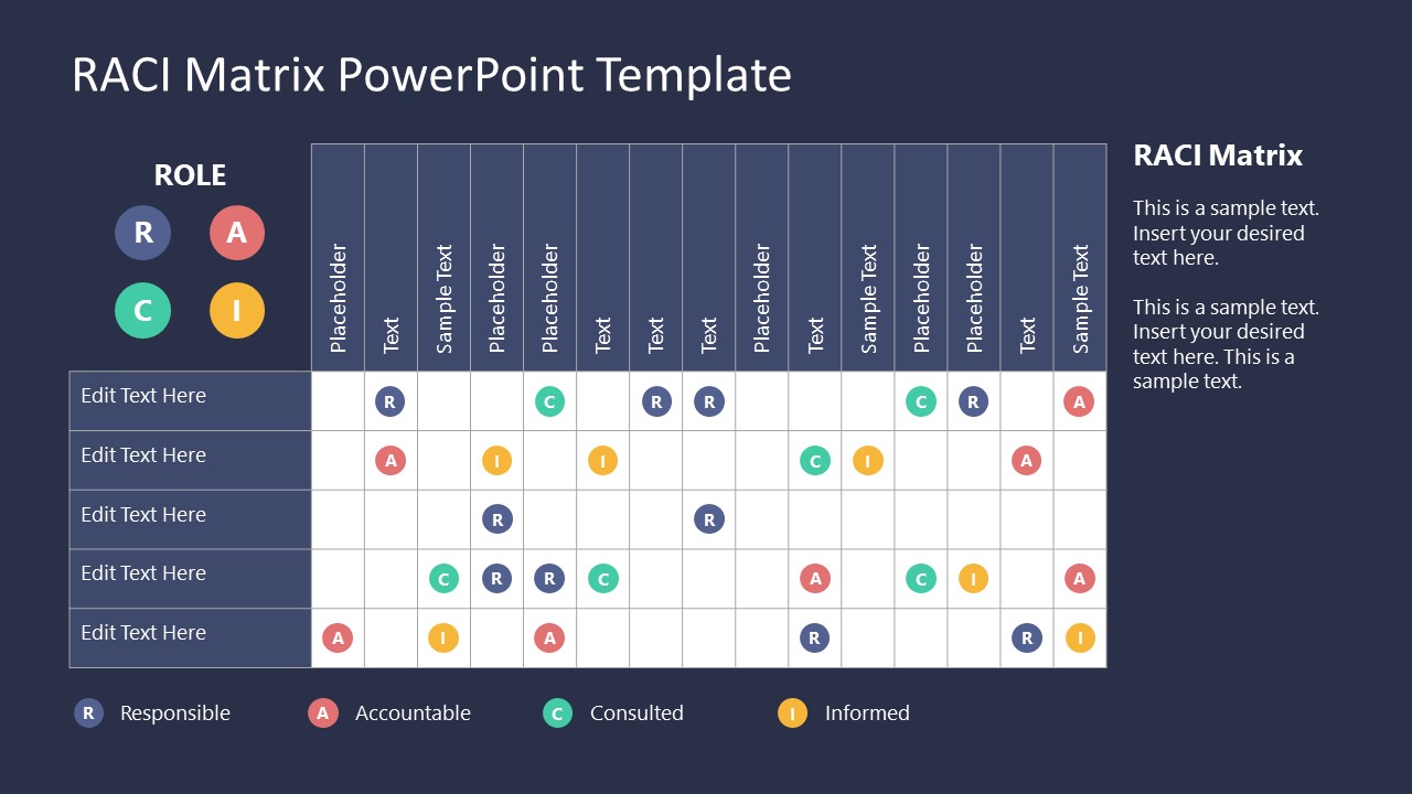 Project Management RACI Chart Template for PowerPoint SlideModel