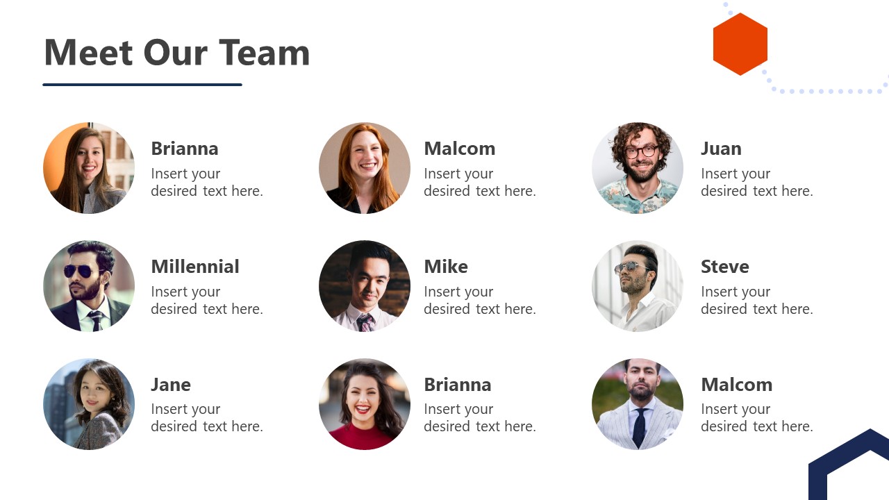 Customizable Slide for Showing Team Members