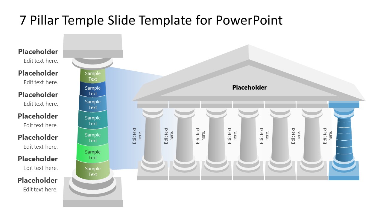 Editable PPT 7 Pillar Template Diagram 