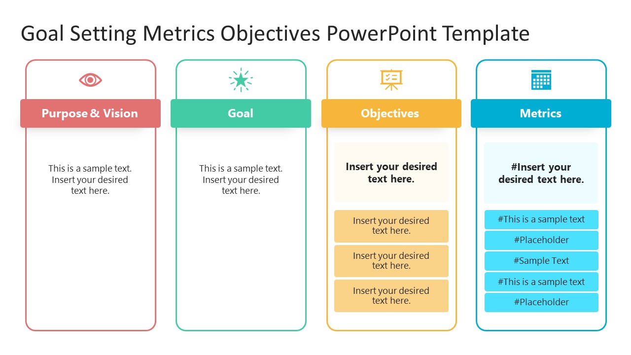 Goal Setting Metrics Objectives PowerPoint Template