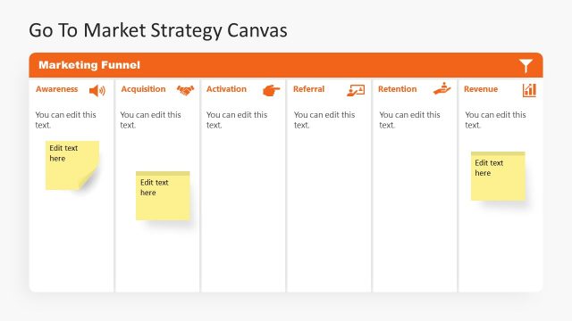 Marketing Funnel Slide with Sticky Notes