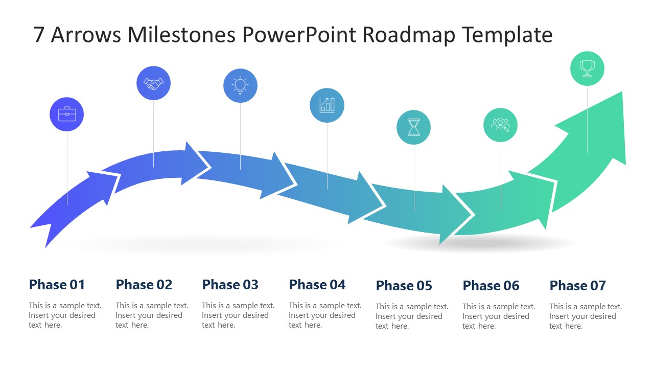 7 Arrows Milestones Powerpoint Roadmap Template 3785