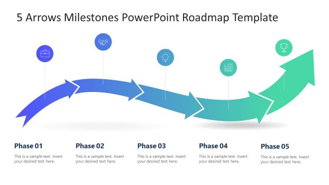 5 Arrows Milestones PowerPoint Roadmap Template
