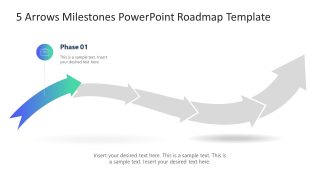 Curved Timeline Diagram - Arrow Milestones for PPT