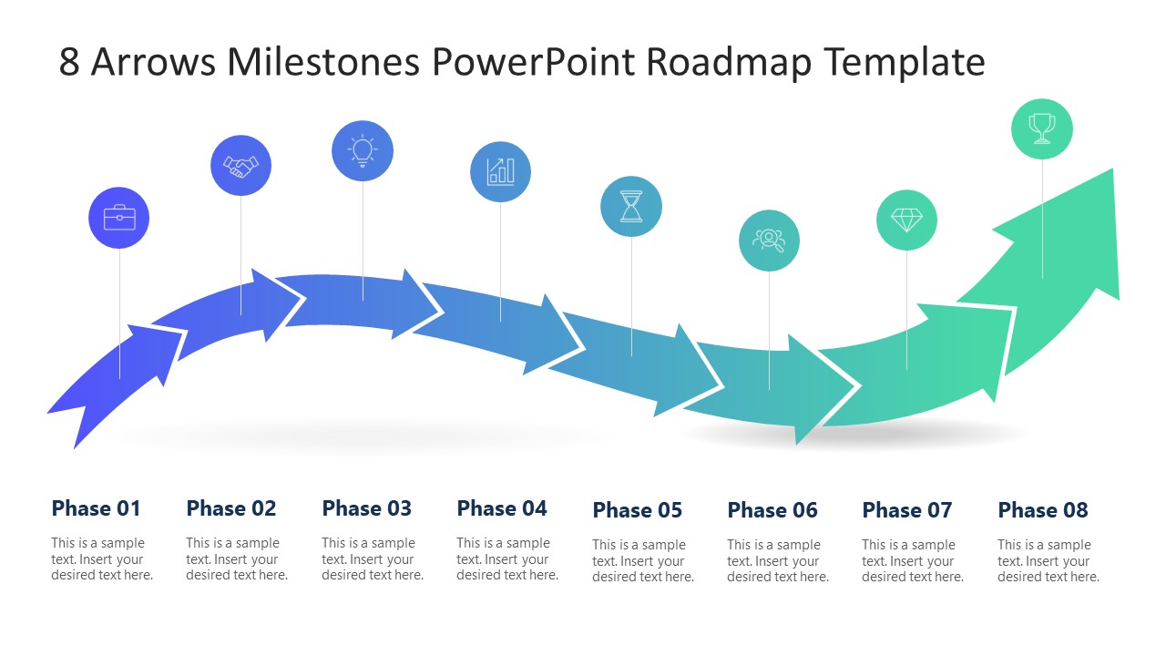8 Arrows Milestones PPT Template - Header Slide