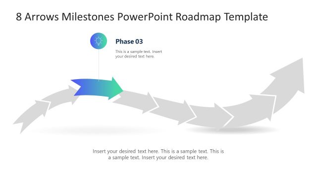 8 Arrows Milestones Roadmap Slide Template For PowerPoint