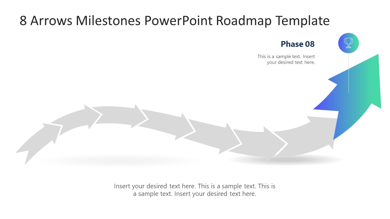 8 Arrows Milestones Roadmap PowerPoint Template - Phase 8