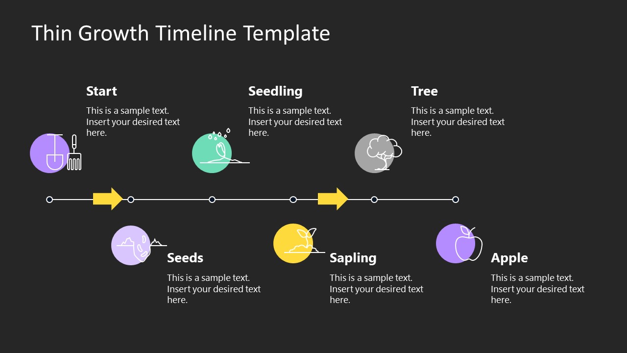 PPT Thin Growth Timeline Template