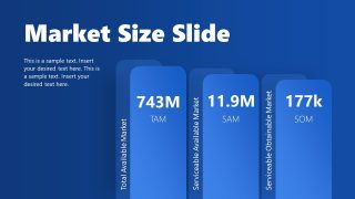 Blue Background Verticle Diagrams Market Size Presentation Slide