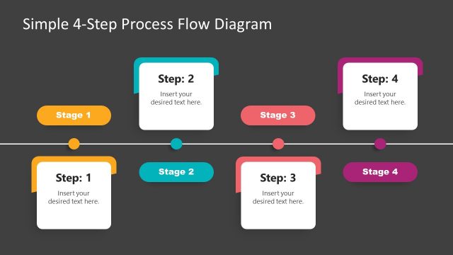 4 Stage Process Diagram for PPT – Black Background