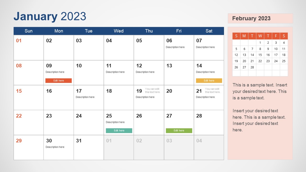 2023 Calendar PowerPoint Template & Google Slides