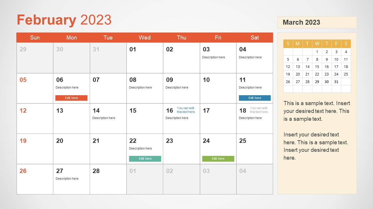 2023 Calendar Template for PPT Presentation