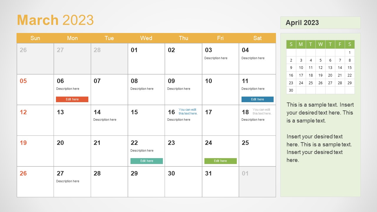 2023 Calendar PowerPoint Template Google Slides