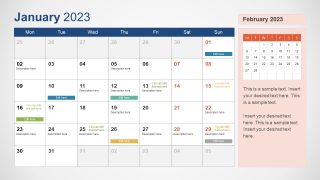 Editable January Month Calendar Slide for PPT