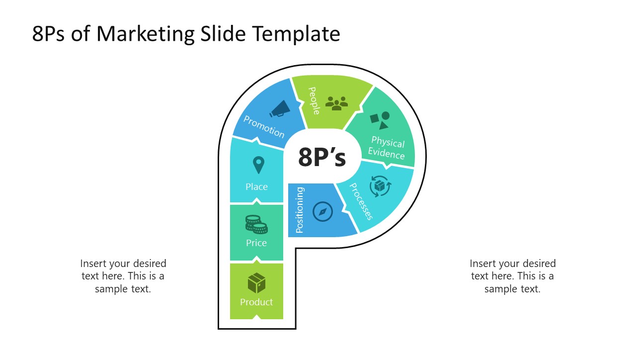 Editable 8Ps Marketing Diagram for PPT