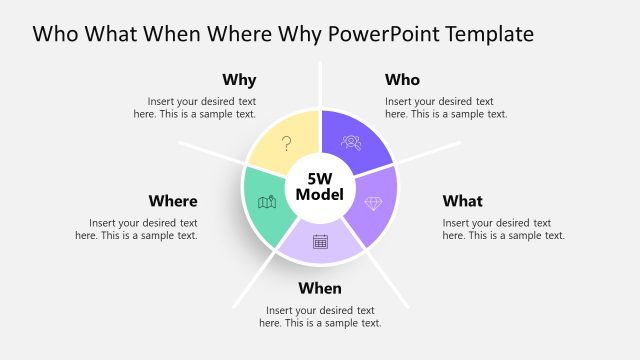 Circular Layout for 5W Model PPT Template