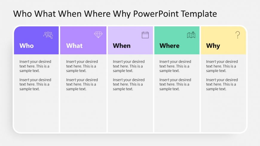 PPT Template with Five Columns - 5W Model