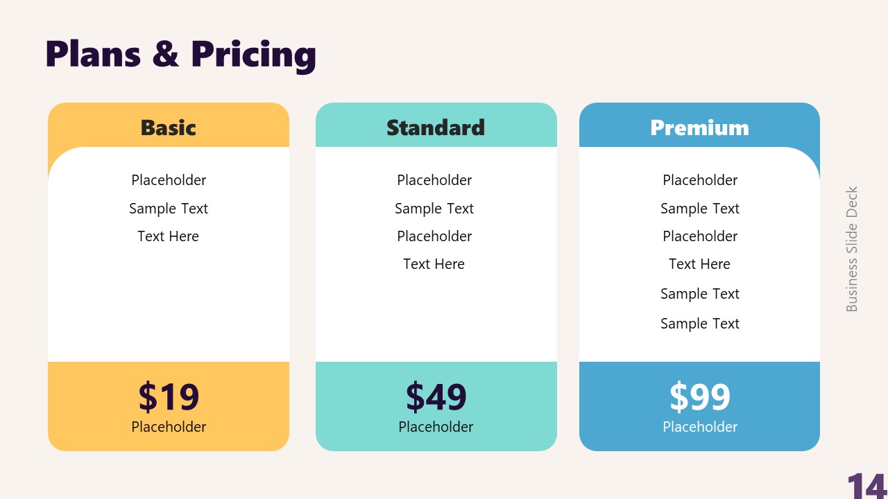 PPT Pricing Plans Slide for Business Presentation