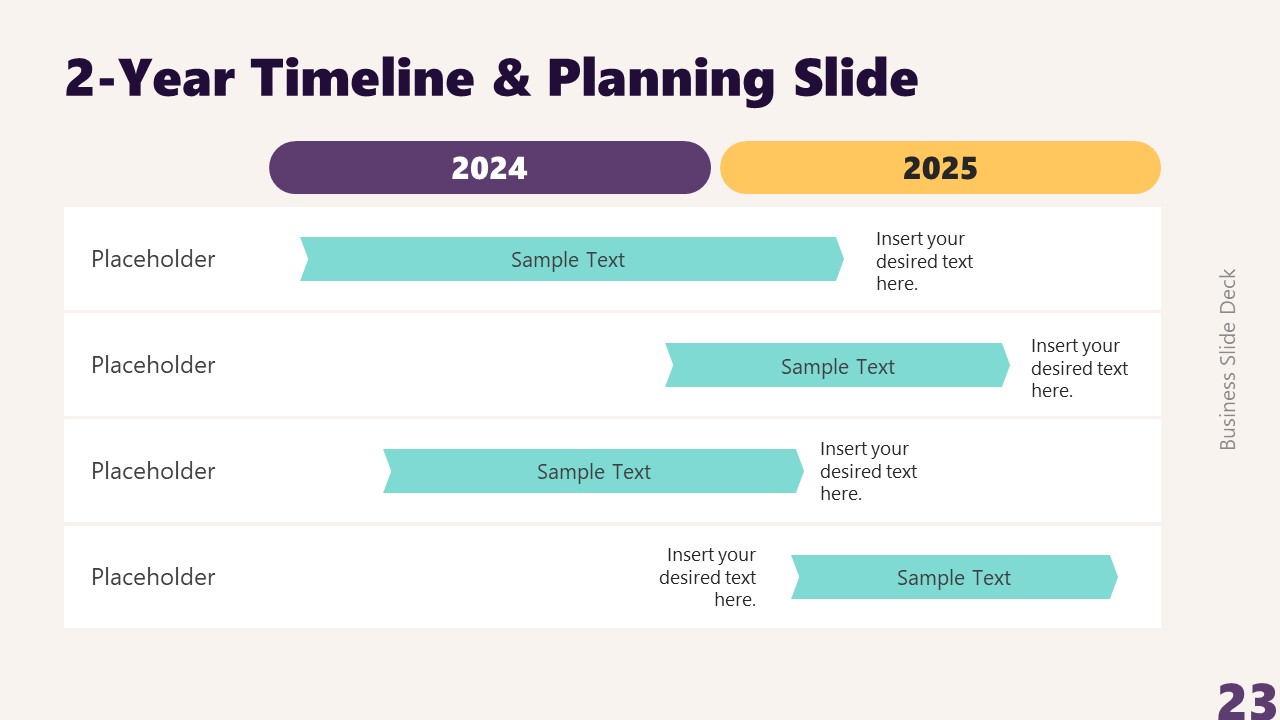 Horizontal Slide Layout for Two-Year Plan Presentation